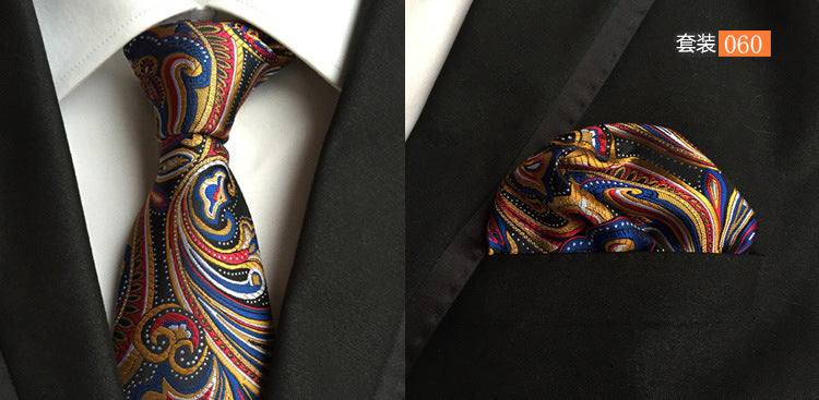 SOURCE Factory in Stock Supply Polyester Large Waist Flower Suit Tie Men's Pocket Square Suit