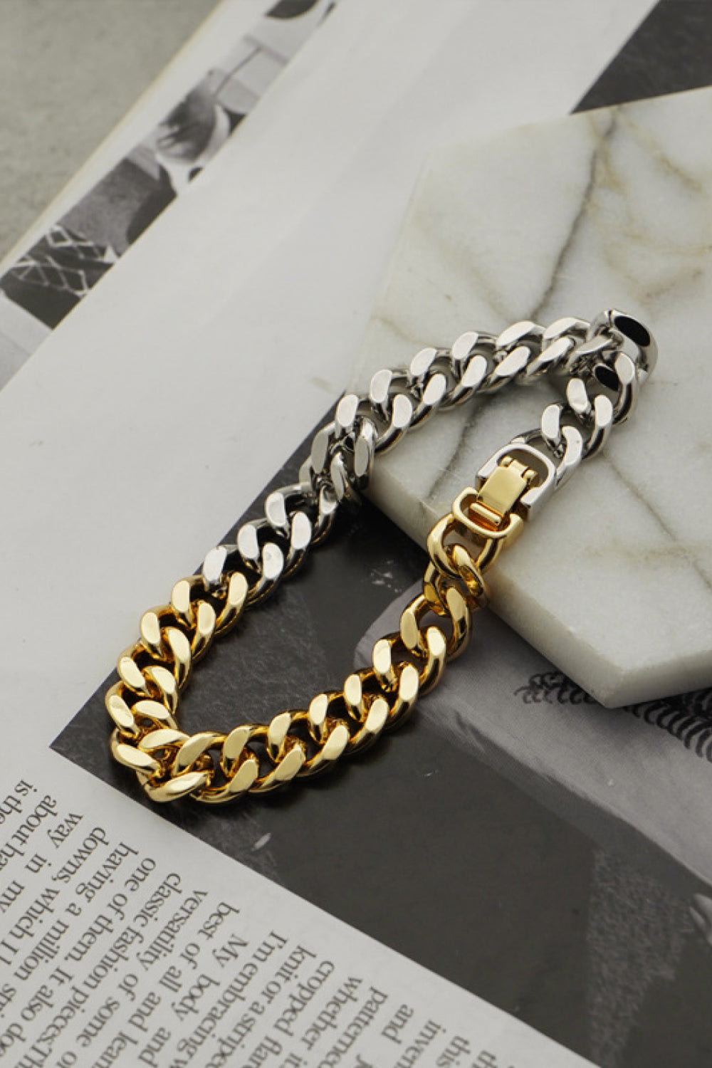 Two-Tone Chunky Chain Bracelet - Premium bracelet from Trendsi - Just $14.34! Shop now at Concordia Style Boutique