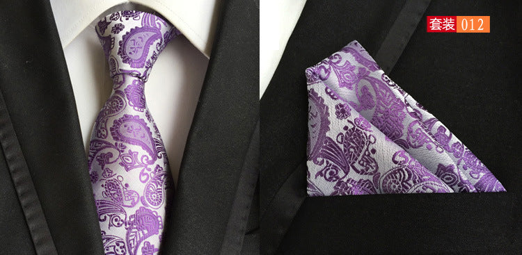 SOURCE Factory in Stock Supply Polyester Large Waist Flower Suit Tie Men's Pocket Square Suit