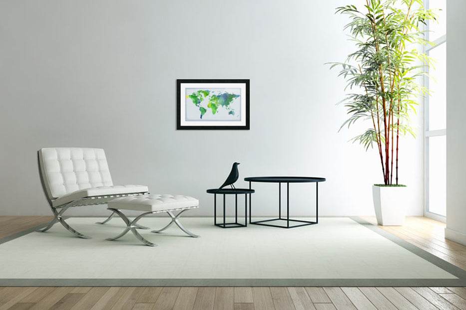 Watercolor Silhouette World Map Peaceful Green - Concordia Style Boutique