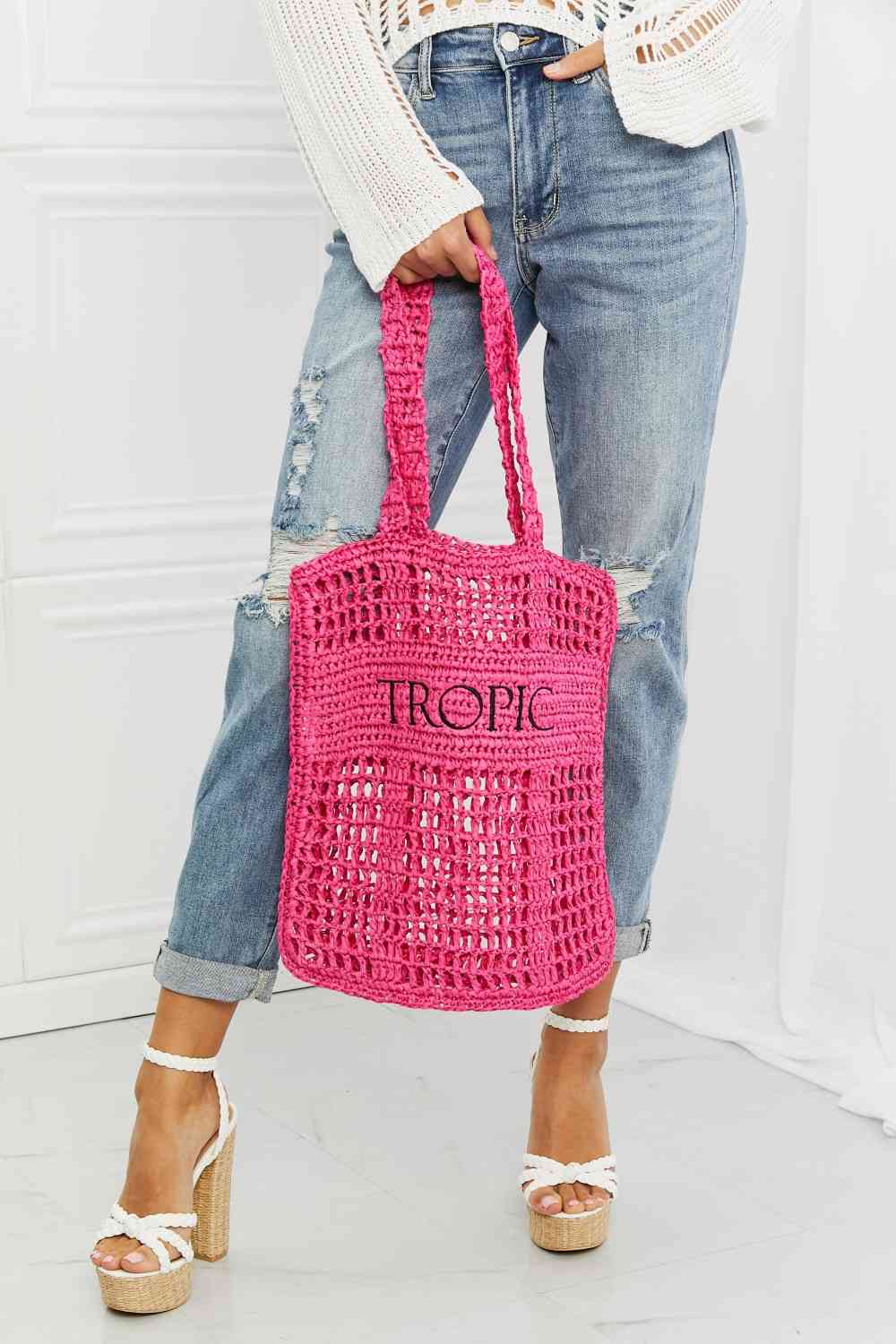 Fame Tropic Babe Staw Tote Bag - Premium Bags from Trendsi - Just $37.70! Shop now at Concordia Style Boutique