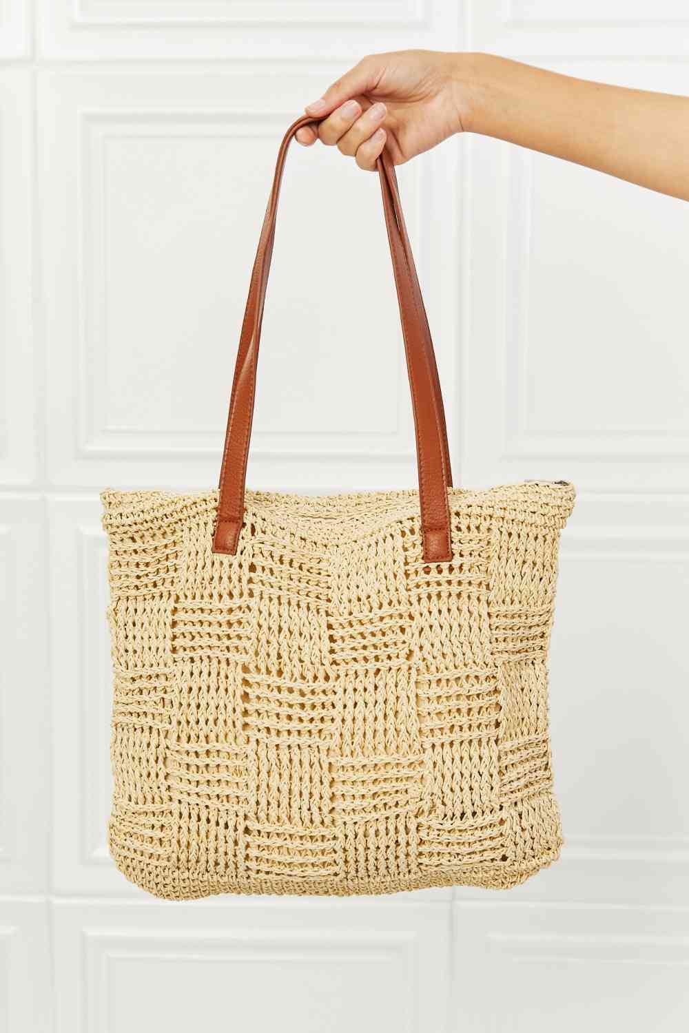 Fame Picnic Date Straw Tote Bag - Premium bag from Trendsi - Just $46.40! Shop now at Concordia Style Boutique