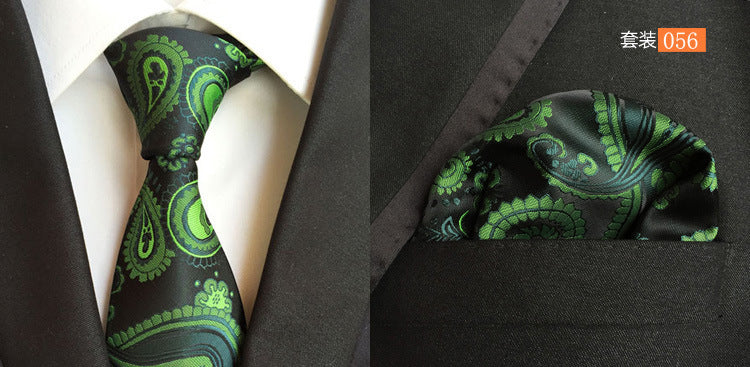 SOURCE Factory in Stock Supply Polyester Large Waist Flower Suit Tie Men's Pocket Square Suit