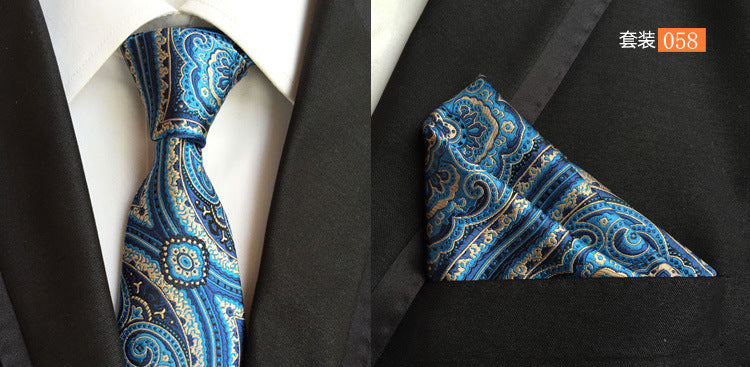 SOURCE Factory in Stock Supply Polyester Large Waist Flower Suit Tie Men's Pocket Square Suit