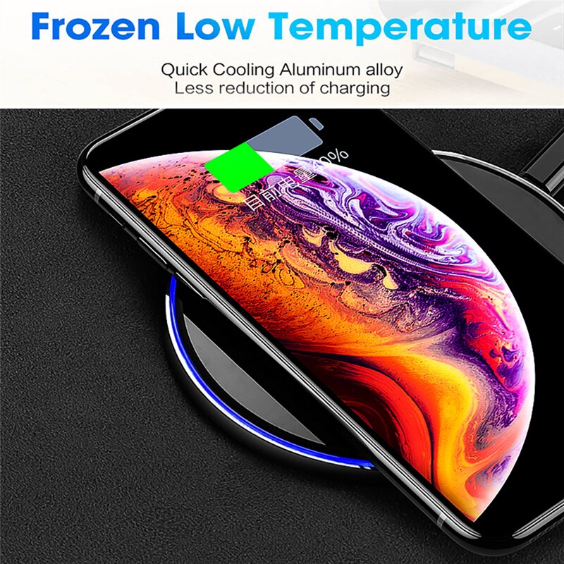 ROCK Metal 15W 10W Wireless Charger Mirror Fast Charging for iPhone 8 X XR XS Max Samsung S10 S9 Desktop Wireless Charger Pad - Premium from Concordia Style Boutique - Just $19.19! Shop now at Concordia Style Boutique