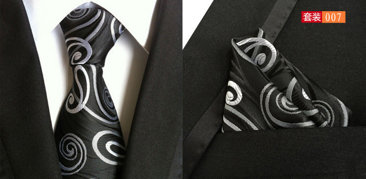 SOURCE Factory in Stock Supply Polyester Large Waist Flower Suit Tie Men's Pocket Square Suit