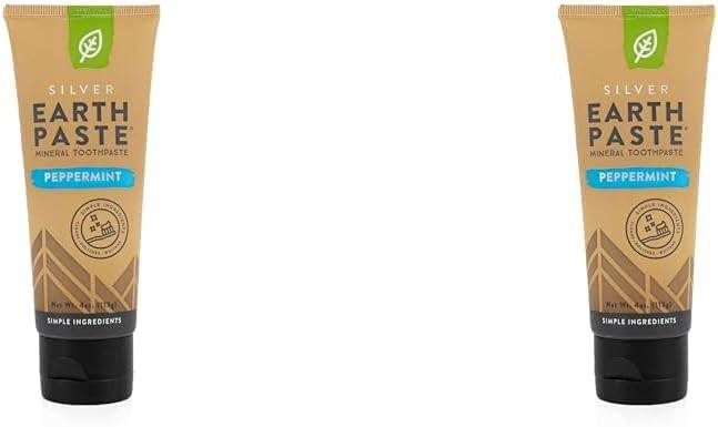 Redmond Earthpaste with Silver - Natural Non-Fluoride Toothpaste, 4 Ounce Tube (Peppermint) - Concordia Style Boutique