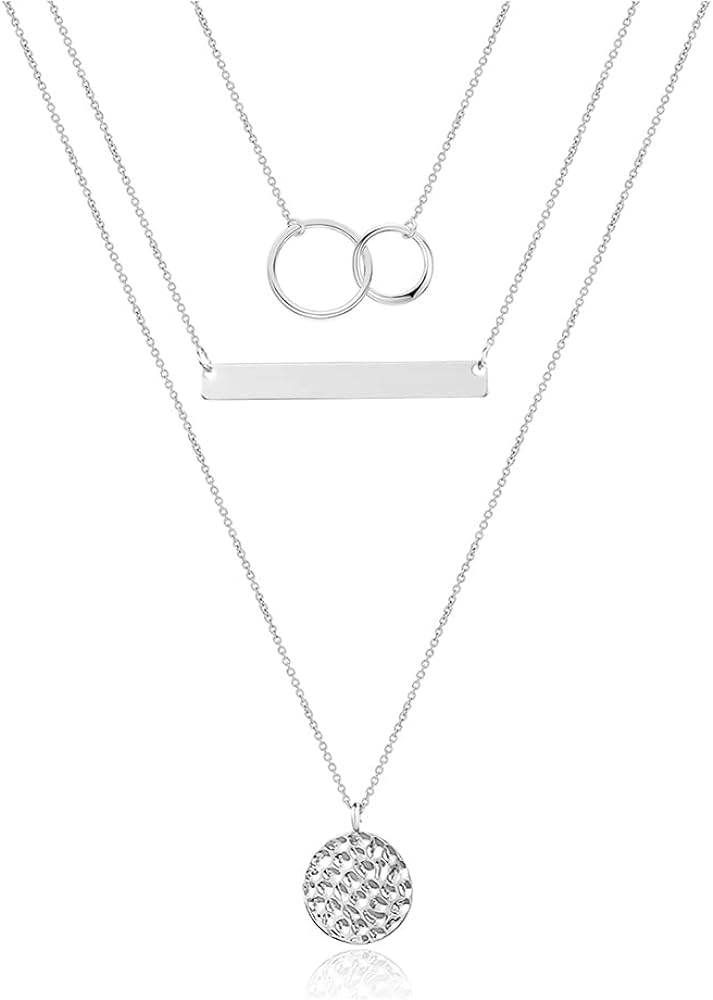 Turandoss Dainty Layered Choker Necklace, Handmade 14K Gold Plated Y Pendant Necklace Multilayer Bar Disc Necklace Adjustable Layering Choker Necklaces for Women - Concordia Style Boutique