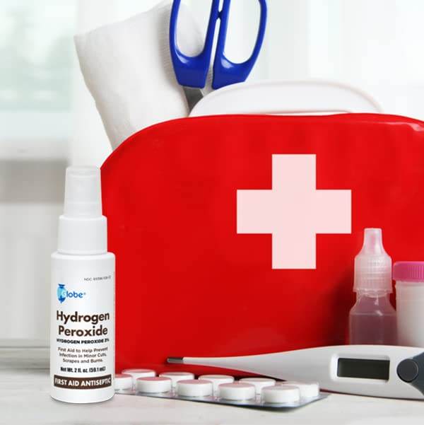 Globe Hydrogen Peroxide 3% First Aid Antiseptic Topical Solution USP Spray Bottle, 2 Fl. Oz Convenient Pump Spray Bottle - Concordia Style Boutique