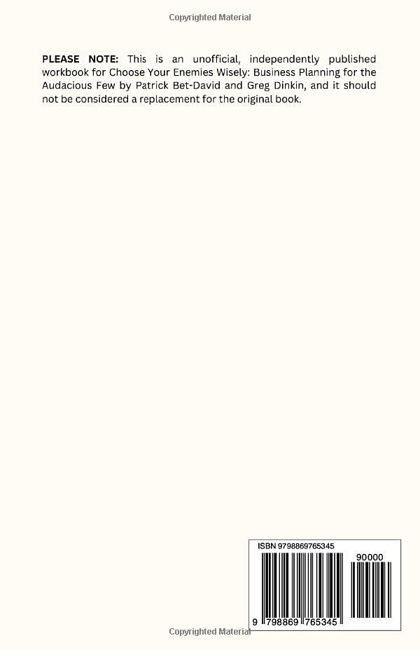 Workbook for Choose Your Enemies Wisely by Patrick Bet David: Strategic Business Planning for the Ambitious (A Practical Guide) - Concordia Style Boutique