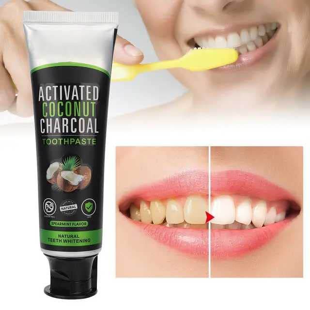Activated Coconut Charcoal Toothpaste Teeth Whitening Toothpaste, Vegan, Triclosan Free, Peroxide Free, SLS Free, Mint, 4 Ounce (1 Pack) - Concordia Style Boutique