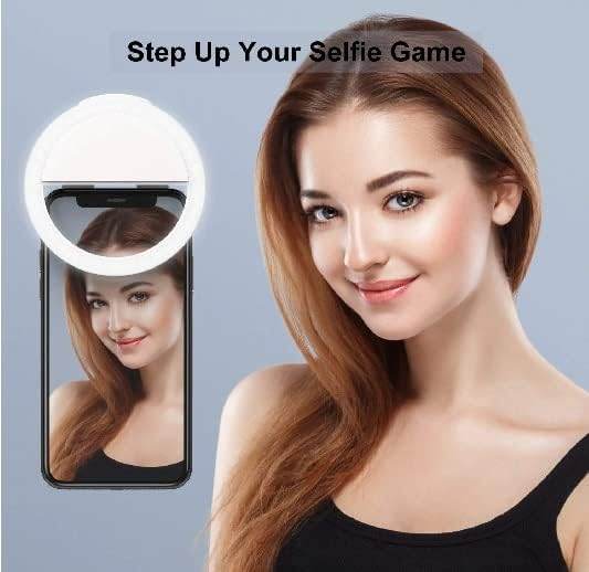 Affordable and Easy to use Selfie Light for iPhone & Android, Portable Clip-on Ring Rechargeable LED iPad Photography Live Camera Video Girls Makeup (White, Blue, Pink) (Blue) - Concordia Style Boutique