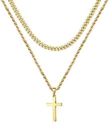 Cross Necklace for Men - Gold/ Black/ Silver Unisex Cross Necklaces - Stainless Steel - Concordia Style Boutique