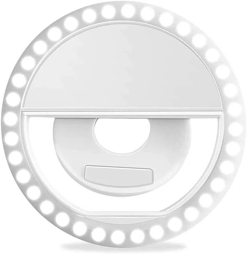 Affordable and Easy to use Selfie Light for iPhone & Android, Portable Clip-on Ring Rechargeable LED iPad Photography Live Camera Video Girls Makeup (White, Blue, Pink) (Blue) - Concordia Style Boutique
