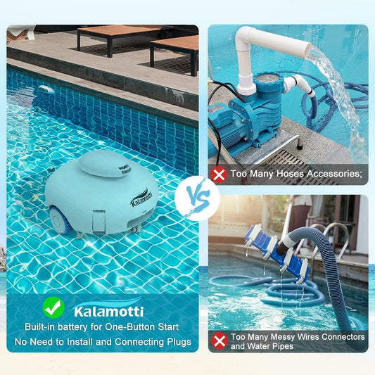 Wireless Robotic Pool Cleaner - Above-Ground Pool Vacuum with Powerful Suction, Rechargeable Battery lasting 140 Minutes - Concordia Style Boutique