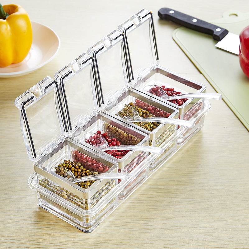 European acrylic seasoning box Stainless steel sealing ring transparent environmental condiment box suit kitchen supplies - Concordia Style Boutique