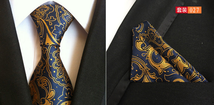 SOURCE Factory in Stock Supply Polyester Large Waist Flower Suit Tie Men's Pocket Square Suit