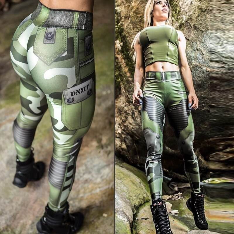 NEW - 3D Jungle Commando Goddess Print Push Up Fitness Leggings - Concordia Style Boutique
