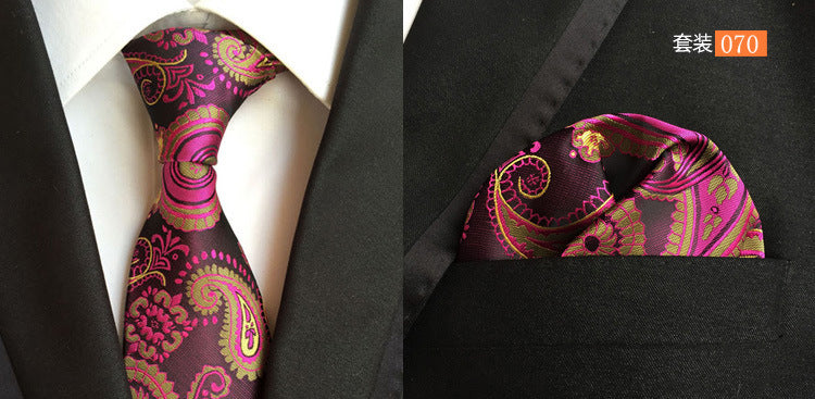 SOURCE Factory in Stock Supply Polyester Large Waist Flower Suit Tie Men's Pocket Square Suit