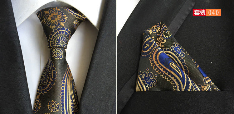 SOURCE Factory in Stock Supply Polyester Large Waist Flower Suit Tie Men's Pocket Square Suit