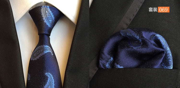 SOURCE Factory in Stock Supply Polyester Large Waist Flower Suit Tie Men's Pocket Square Suit
