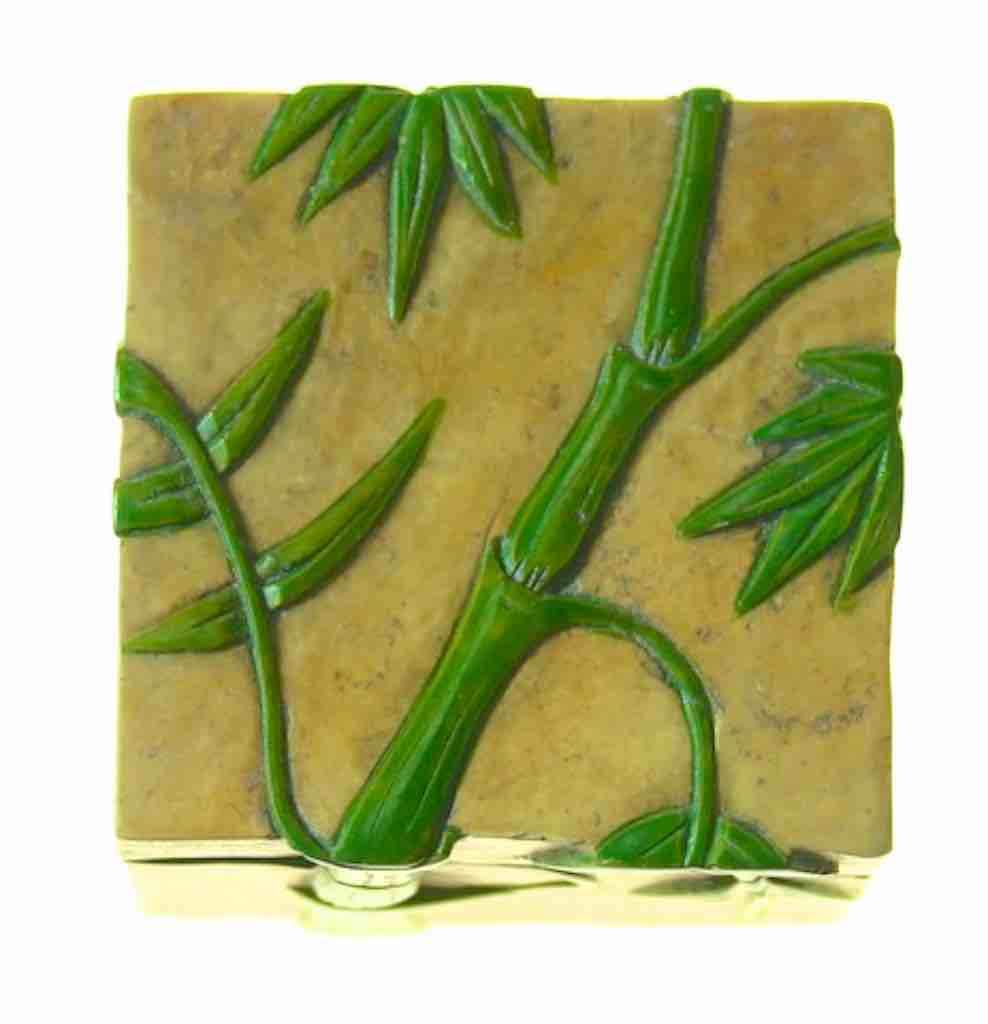 Bamboo Design - Small Cube Soapstone Trinket Decor BoxHeart