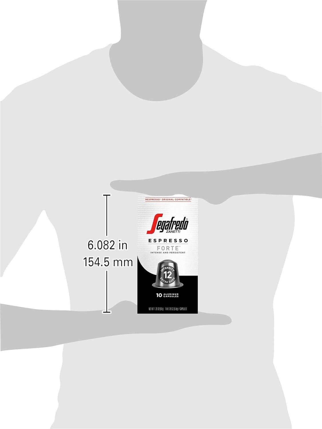 Segafredo Zanetti Forte Espresso Capsules, Extra Dark Roast, Intensity 12, Compatible with Nespresso Original Machines, 10 Count Aluminum Pods - Concordia Style Boutique