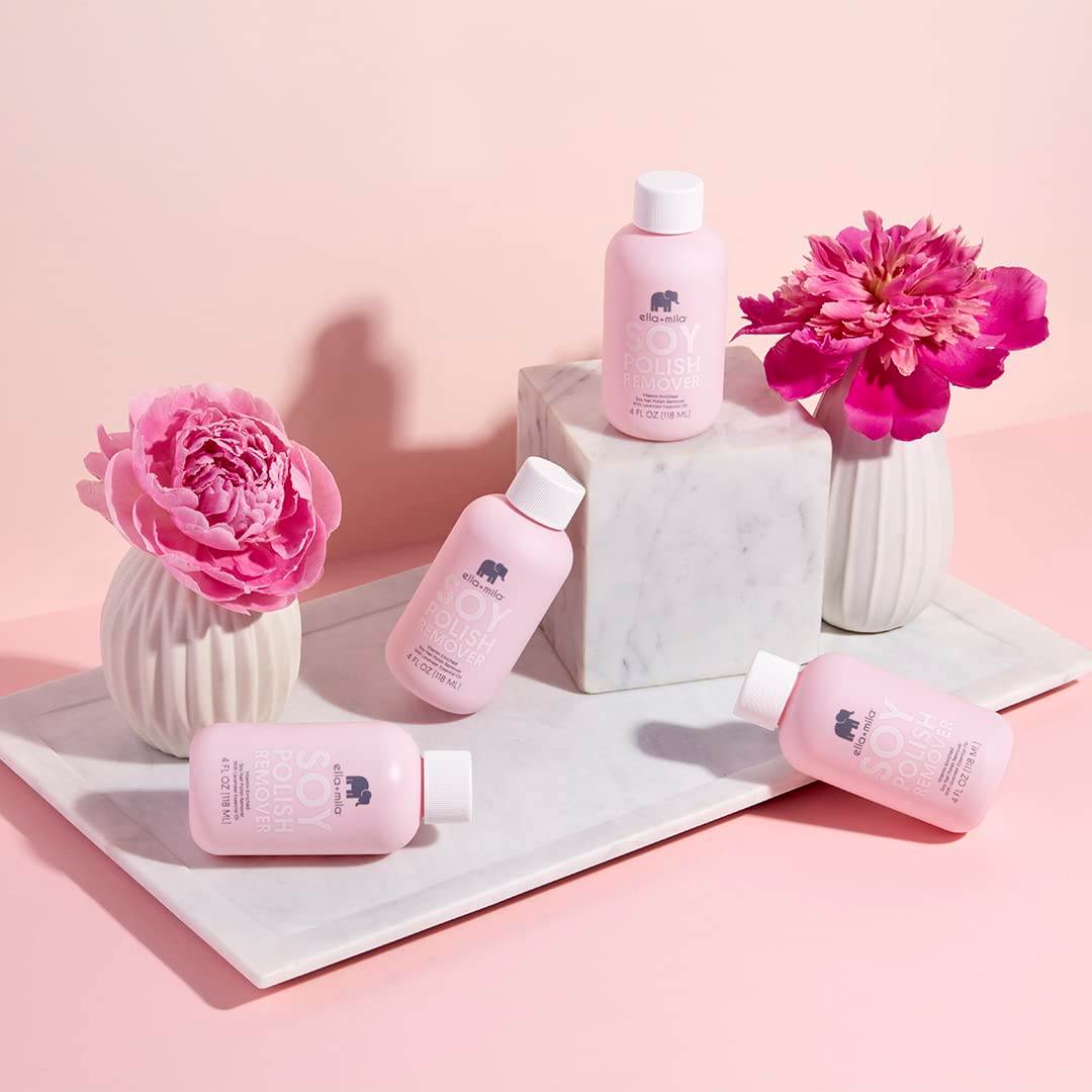 ella+mila Soy Nail Polish Remover Non-Acetone Nail Polish Remover - Non-Toxic Fingernail Polish Remover - Enriched with Lavender Essential Oil & Vitamins A,C & E (4 fl oz) - Concordia Style Boutique