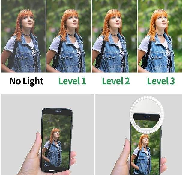 Affordable and Easy to use Selfie Light for iPhone & Android, Portable Clip-on Ring Rechargeable LED iPad Photography Live Camera Video Girls Makeup (White, Blue, Pink) (Blue) - Concordia Style Boutique