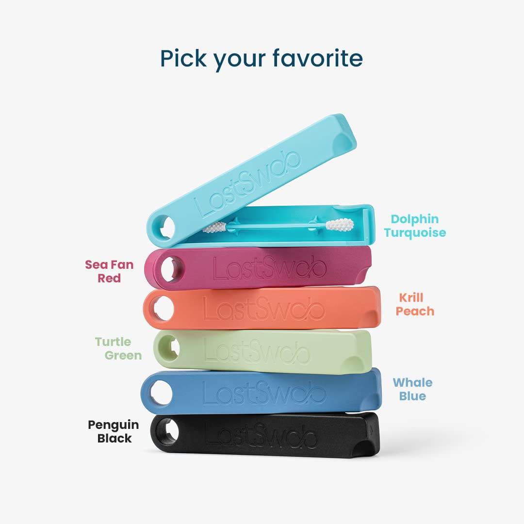 LastSwab® Reusable Cotton Swabs for Ear Cleaning - The Sustainable and Sanitary Alternative to Single-Use Q Tips - Zero Waste and Easy to Clean - Comes with a Convenient Travel Case Holder - Black - Concordia Style Boutique