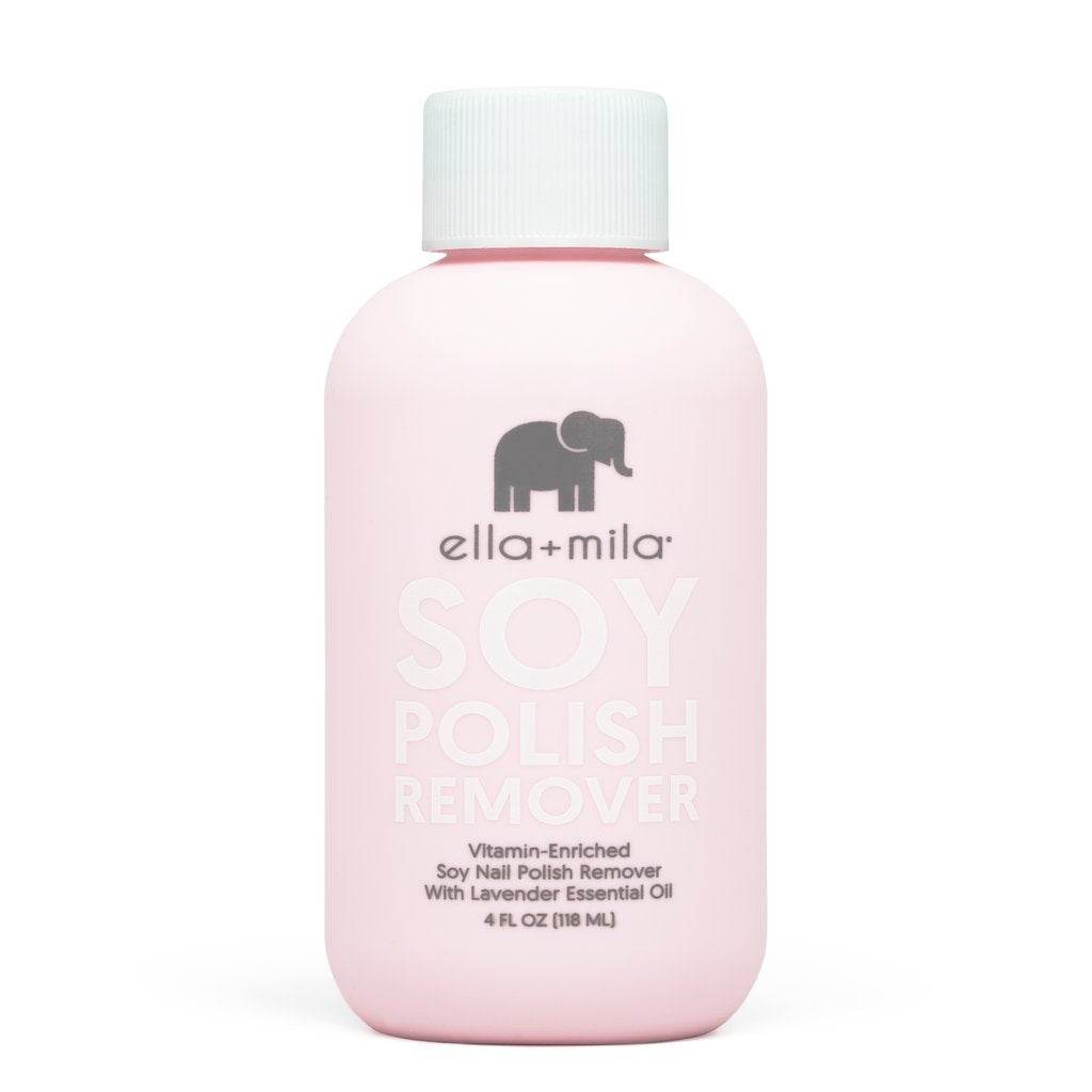 ella+mila Soy Nail Polish Remover Non-Acetone Nail Polish Remover - Non-Toxic Fingernail Polish Remover - Enriched with Lavender Essential Oil & Vitamins A,C & E (4 fl oz) - Concordia Style Boutique