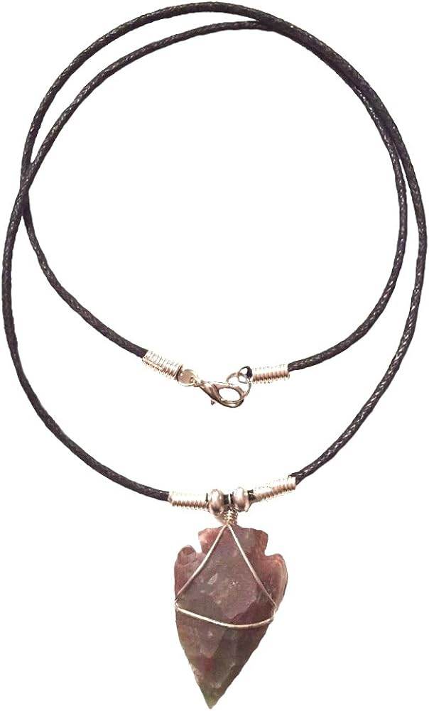Arrowhead Pendant Necklace ~ Unisex -A Bit of Deja Vu Genuine Wire Wrapped Semi Precious Stone - Concordia Style Boutique