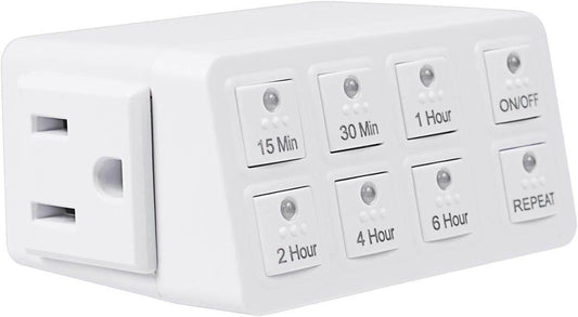 Indoor Countdown Timer with Repeat Function, Heavy Duty Accurate Compact Size for Charger Vacation Security, 3-Prong Grounded Outlet, 15A/1875W ½ HP ETL Listed - Concordia Style Boutique