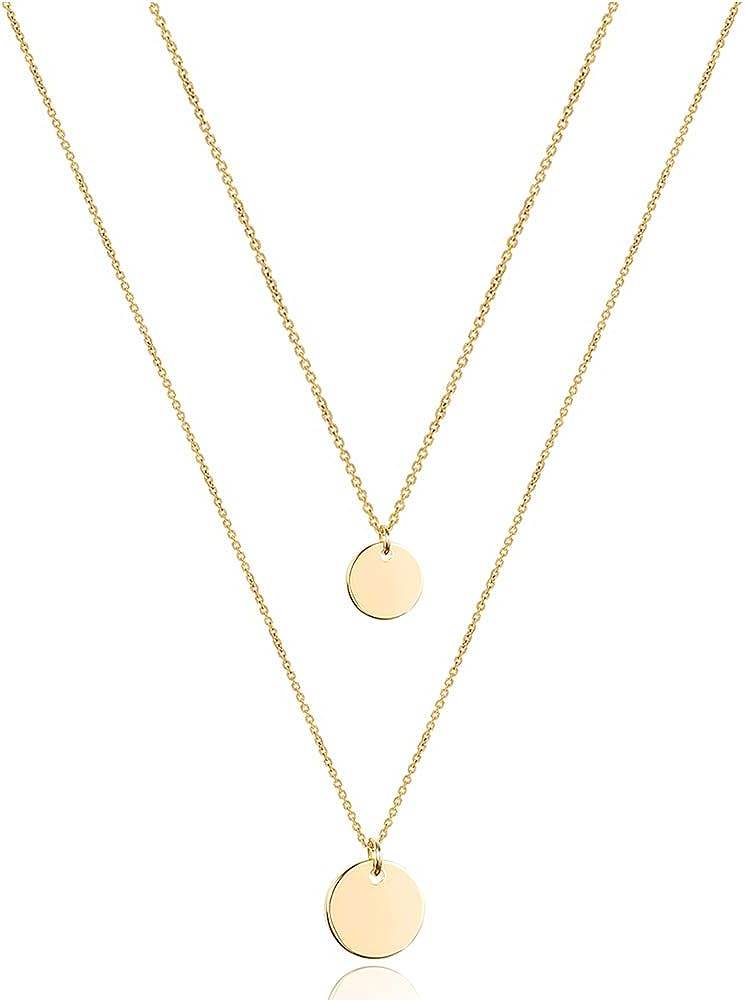 Turandoss Dainty Layered Choker Necklace, Handmade 14K Gold Plated Y Pendant Necklace Multilayer Bar Disc Necklace Adjustable Layering Choker Necklaces for Women - Concordia Style Boutique