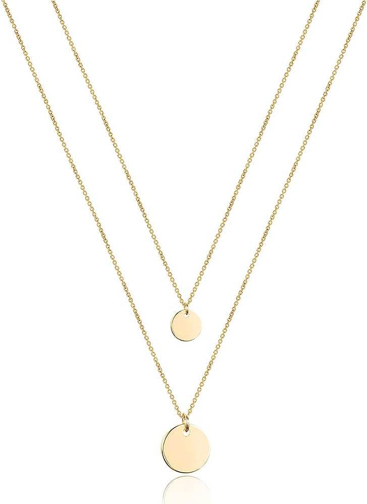 Turandoss Dainty Layered Choker Necklace, Handmade 14K Gold Plated Y Pendant Necklace Multilayer Bar Disc Necklace Adjustable Layering Choker Necklaces for Women - Concordia Style Boutique