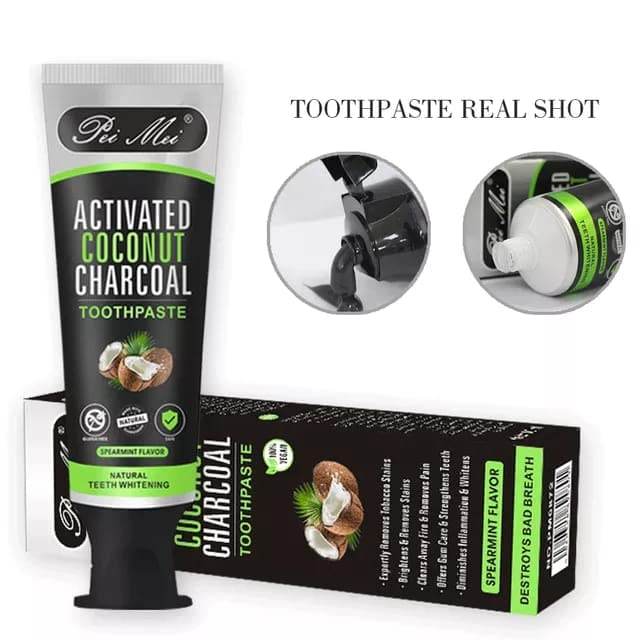 Activated Coconut Charcoal Toothpaste Teeth Whitening Toothpaste, Vegan, Triclosan Free, Peroxide Free, SLS Free, Mint, 4 Ounce (1 Pack) - Concordia Style Boutique