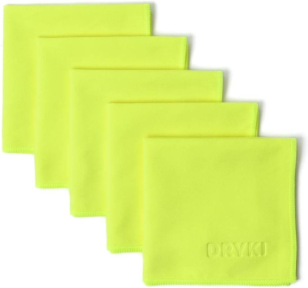 DRYKI - Sweat Absorbing Handkerchiefs - The Original Sport Microfiber Hankies for Wicking Sweat from Hands, Face, Body (Classic Black, 5 Pack) - Concordia Style Boutique