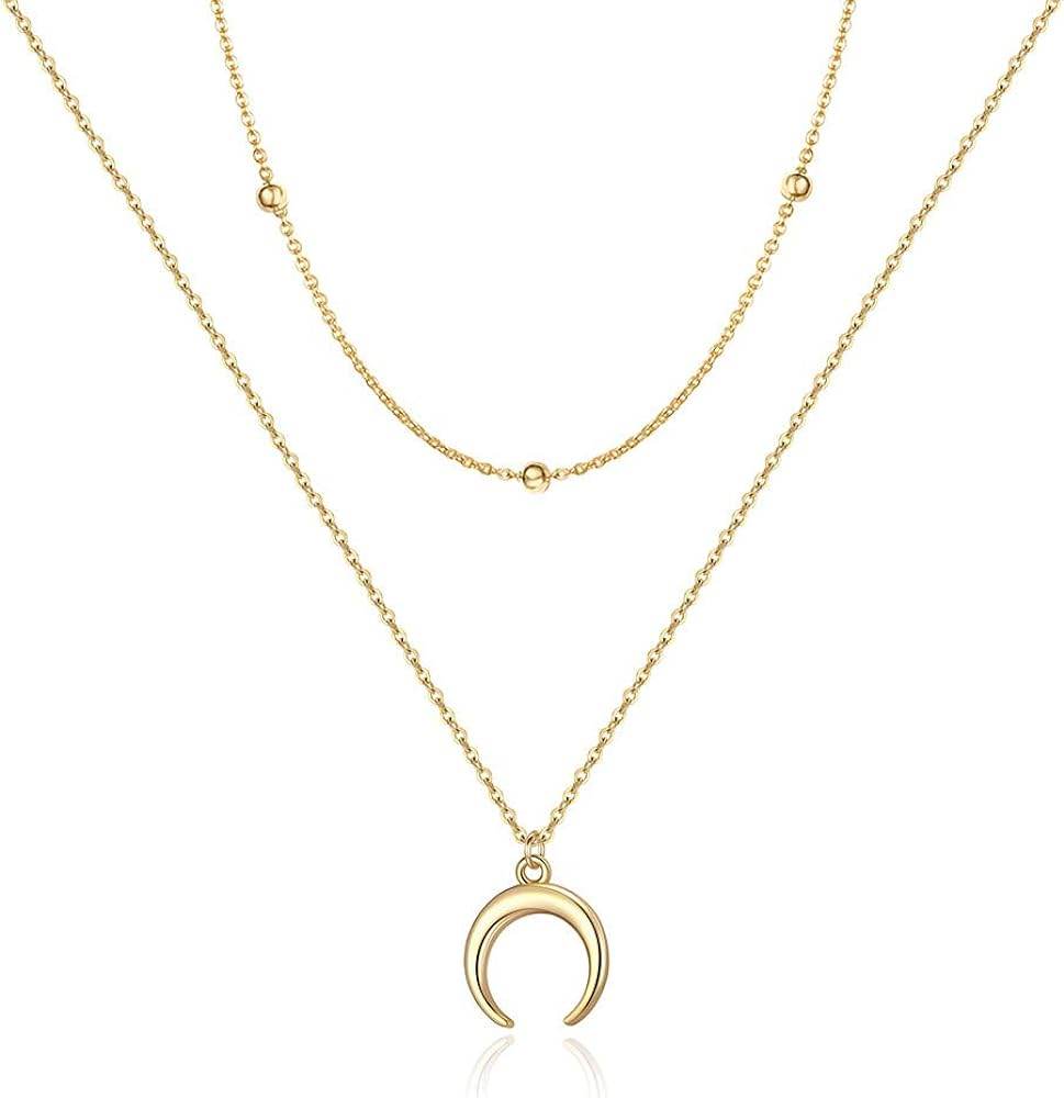 Turandoss Dainty Layered Choker Necklace, Handmade 14K Gold Plated Y Pendant Necklace Multilayer Bar Disc Necklace Adjustable Layering Choker Necklaces for Women - Concordia Style Boutique