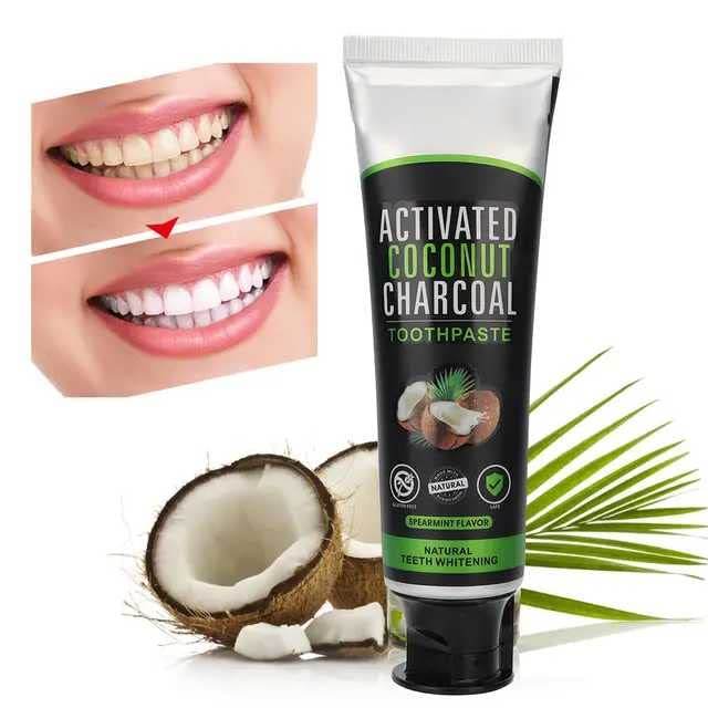 Activated Coconut Charcoal Toothpaste Teeth Whitening Toothpaste, Vegan, Triclosan Free, Peroxide Free, SLS Free, Mint, 4 Ounce (1 Pack) - Concordia Style Boutique