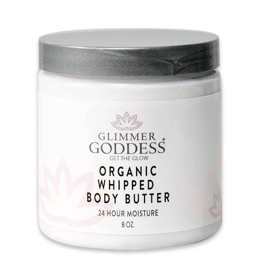 GLIMMER GODDESS Organic Whipped Body Butter - Unscented, Vegan, Cruelty-Free, 24 hour Hydration, Reduces Stretch Marks, Great for Eczema and all Skin Types, Baby Friendly, Organic Ingredients 8 oz - Concordia Style Boutique