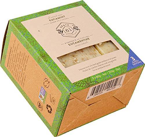 Crate 61, Handmade Vegan Natural Bar Soap - Cold Pressed For Face And Body, With Premium Essential Oils, Eucalyptus & Peppermint For Men And Women 3 Pack (Eucamint) - Concordia Style Boutique