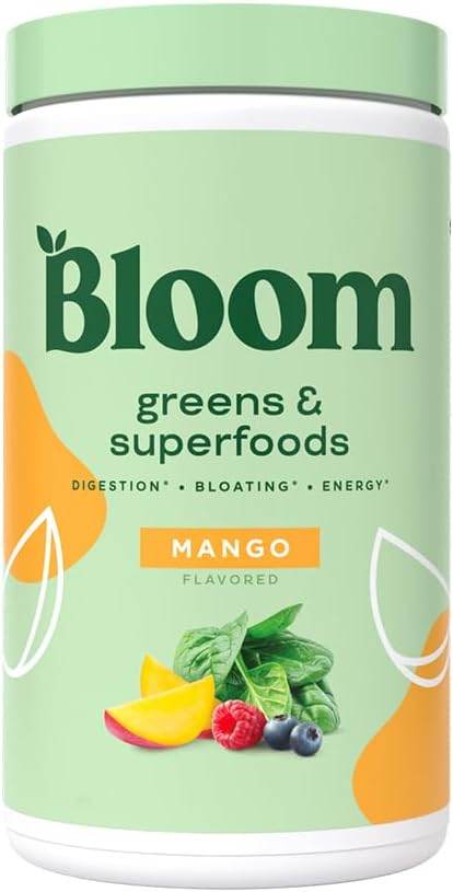 Bloom Nutrition Super Greens Powder Smoothie & Juice Mix - Probiotics for Digestive Health & Bloating Relief for Women, Digestive Enzymes with Superfoods Spirulina & Chlorella for Gut Health (Mango) - Concordia Style Boutique