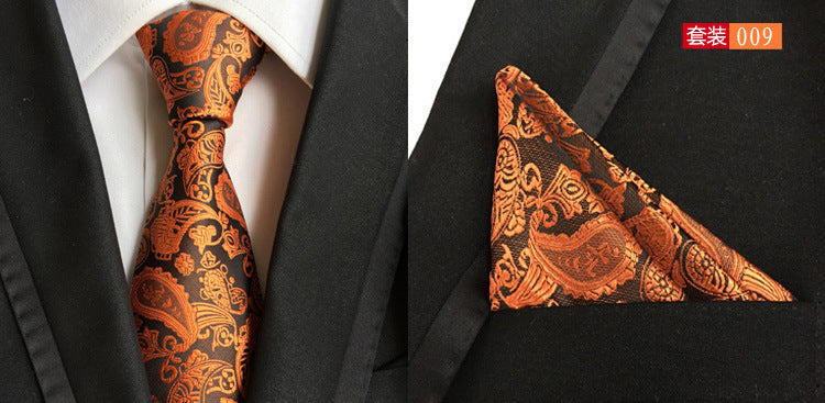 SOURCE Factory in Stock Supply Polyester Large Waist Flower Suit Tie Men's Pocket Square Suit