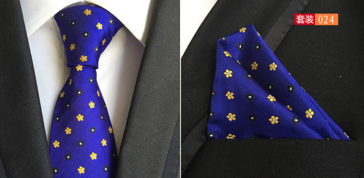 SOURCE Factory in Stock Supply Polyester Large Waist Flower Suit Tie Men's Pocket Square Suit
