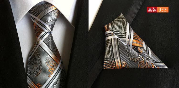 SOURCE Factory in Stock Supply Polyester Large Waist Flower Suit Tie Men's Pocket Square Suit