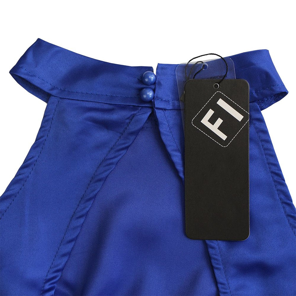 Blue Halter Neck Backless Skater Dress - Premium from Concordia Style Boutique - Just $21.85! Shop now at Concordia Style Boutique