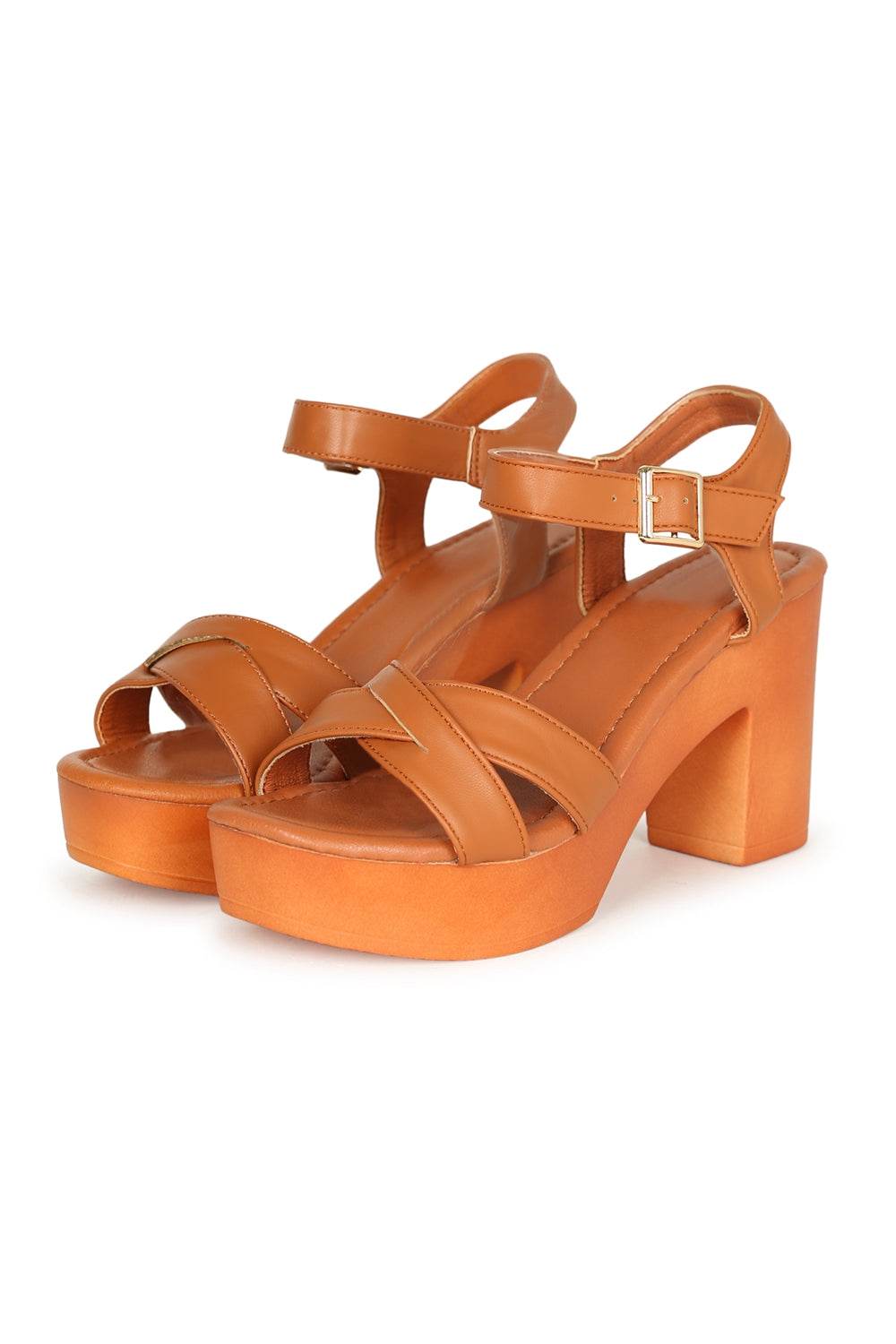 Retro Cognac Platform Sandals - Concordia Style Boutique