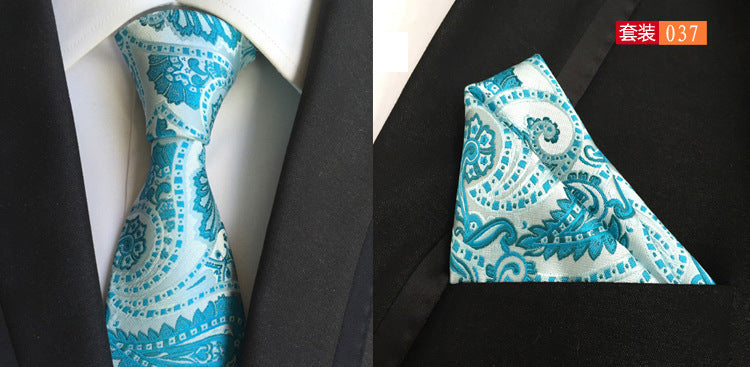 SOURCE Factory in Stock Supply Polyester Large Waist Flower Suit Tie Men's Pocket Square Suit