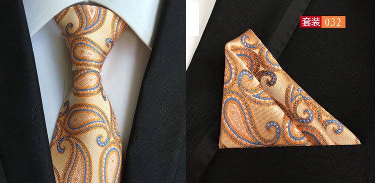SOURCE Factory in Stock Supply Polyester Large Waist Flower Suit Tie Men's Pocket Square Suit