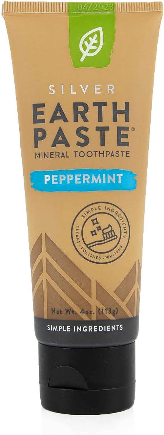Redmond Earthpaste with Silver - Natural Non-Fluoride Toothpaste, 4 Ounce Tube (Peppermint) - Concordia Style Boutique